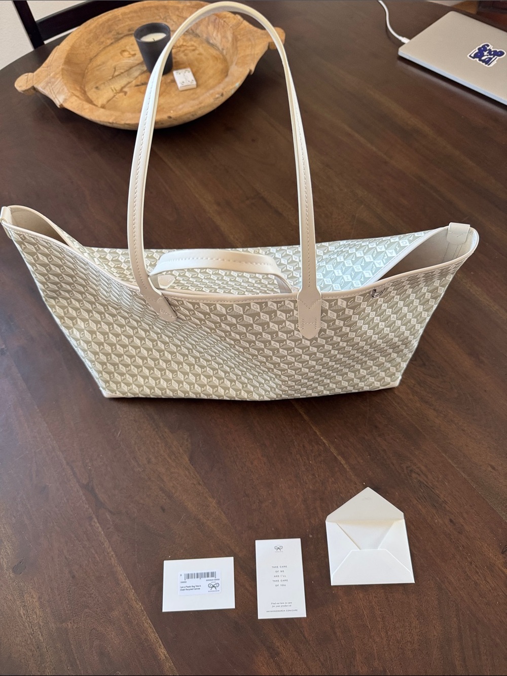 Anya Hindmarch Cream Patterned Tote Bag